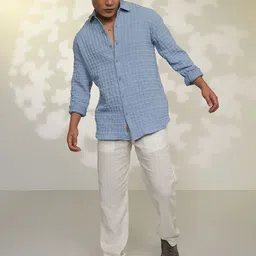 Campus Sutra Men Comfort Textured Opaque Casual Oversized Shirt-image-33