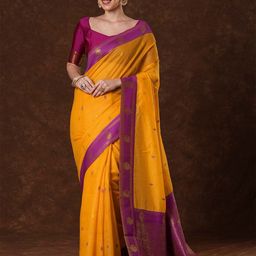 Saree mall Ethnic Motifs Zari Maheshwari Sarees-picture-1