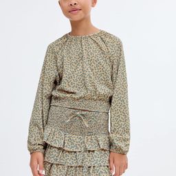 Mango Kids Girls Floral Smocked Layered Mini Skirt-picture-28