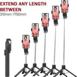 Ruskin Selfie Stick Tripod with Flashlight Y18 180cm expandable Tripod Bluetooth Remote Tripod, Monopod Kit, Tripod Kit image 3