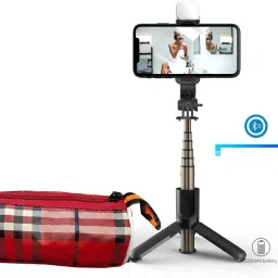 POZUB 3-in-1 Telescopic Tripod Remote Selfie Stick with LED Fill Light+Carry Bag Tripod, Monopod, Monopod Kit, Tripod Ball Head, Tripod Bracket, Tripod Clamp, Tripod Kit-22