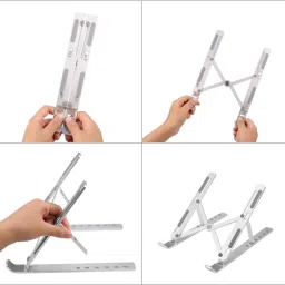 UDAYDEV TRADERS UDAYDEV Laptop Stand, Computer Holder Riser Ergonomic Adjustable Portable Aluminum Alloy Laptop Riser, Foldable Notebook Stand Compatible with MacBook Air Pro, Dell, Lenovo, More 10-15.6” Laptops and Tablets This laptop stand is the most portable laptop stand in the world. It is maded with sturdy construction and a flexible design, adjust the height from 2.75 inches to 7.28 inches, suit for almost all laptop models from 10 to 18 inches, bring you the ultimate ergonomic experience. UDAYDEV Laptop Stand, Computer Holder Riser Ergonomic Adjustable Portable Aluminum Alloy Laptop Riser, Foldable Notebook Stand Compatible with MacBook Air Pro, Dell, Lenovo, More 10-15.6” Laptops and Tablets( SET 1) Laptop Stand image 2