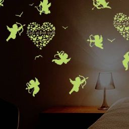Jaamso Royals Fluorescent Green Radium Love Angels Glow in Dark Wall Sticker-17