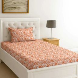 250 TC Cotton Blend Single Geometric Flat Bedsheet-image-87