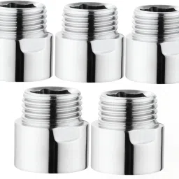 Full Brass 1 Inch Extension Nipple For Faucet Fittings Set Of 5 (Chrome Finish) Faucet Nozzle-2