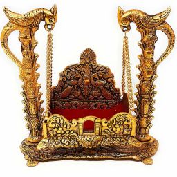 Metal Swing Laddu Gopal Jhula,Krishna Hindola Palana ,Decorative Laddu Gopal for Temple Pooja,Showpiece Figurines,Religious idol Gift Article Jhula-image-20