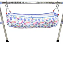 TWISTED ROUND FOLDABLE STEEL CRADLE WITH COTTTON HAMMOCK(KHOYU,ZOLI)CR111-Blue-image-35
