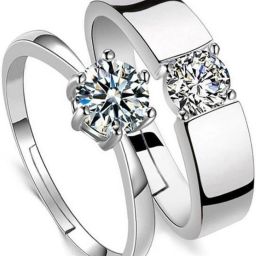 Valentine Day Gift Couple Rings for Girls and Boys Valentine Day Propose Your Girlfriend Boyfriend Best Gift for Couple Alloy Cubic Zirconia Platinum Plated Ring Set-image-99