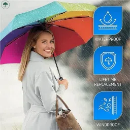 satkavee enterprise 3 Fold Umbrellas,Automatic Open & Close 10Ribs Folding (Multicolor) Umbrella image 3