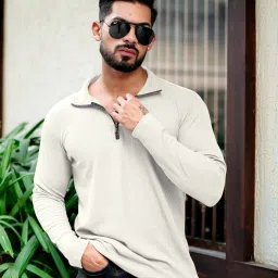 Men Solid Polo Neck Polycotton White T-Shirt-picture-47