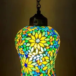 Handcrafted mosaic decorated glass hanging light Pendants Ceiling Lamp Chandelier Ceiling Lamp-image-97