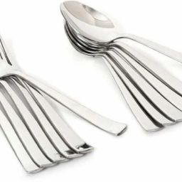 janbask PREMIUM QUALITY STAINLESS STEEL 6 SPOONS AND 6 FORKS Disposable Stainless Steel Cutlery Set image 2