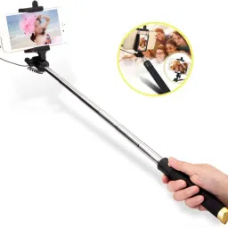 RENTOOR UNIVERSAL WIRED HANDHELD MONOPOD FOR PHONE HOLDER OR PHOTOGRAPHY VIDEO RECORDING YOUTUBE REELS & CAPUTURE Cable Selfie Stick-25