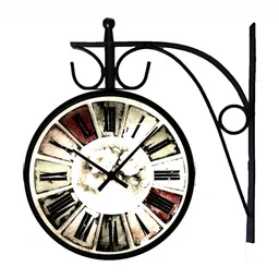 Nutts Black Printed Double Sided Analogue Vintage Wall Clock-14