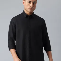 Richlook Men Comfort Spread Collar Solid Cotton Casual Shirt-image-12
