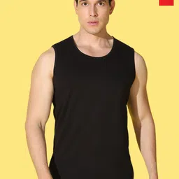 WOOSTRO Pack Of 2 Printed Combed Cotton Gym Vests VWS26(RUN RED)(PLAIN BLACK)-image-56