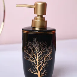 MARKET99 Black & Gold-Toned Floral Printed Glossy Ceramic Soap Dispenser-picture-9