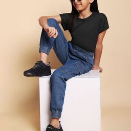 YK Girls Round Neck Pure Cotton T-Shirt With Jogger-image-91