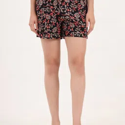 Divena Women Floral Printed Mid-Rise Cotton Shorts-image-65