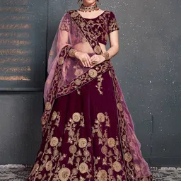 DIVASTRI Embroidered Sequinned Semi-Stitched Lehenga & Unstitched Blouse With Dupatta-picture-42