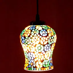 KINIS White & Red Colourblocked Glass Quirky Ceiling Lamp-15