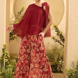 Antheaa Embellished One Shoulder Top With Palazzos-image-6