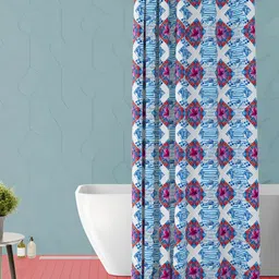 ArtzFolio White & Pink Floral Printed Waterproof Shower Curtain-image-13