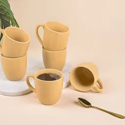 Storepedia Beige Solid Ceramic Matte Cups Set of Cups and Mugs-22