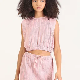 SHOWOFF Round Neck Top With Skirt Co-Ords-picture-20