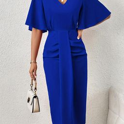 HERE&NOW Flared Sleeve Sheath Dress-image-23