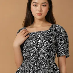 Kotty Women Abstract Printed Peplum Top-image-40
