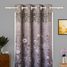 Aura Brown & Purple Floral Black Out Door Curtain-image-23
