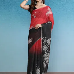 DIVASTRI Floral Zari Silk Cotton Dabu Saree-image-15