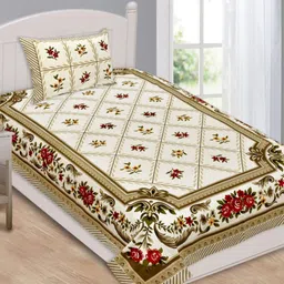 LIVING ROOTS Red Ethnic Motifs Cotton 144 TC Single Bedsheet with 1 Pillow Covers-20
