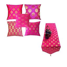 Pink Parrot Pack of 5 Cushion Covers With Table Runner-image-54