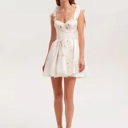 bebe Women Solid Tie-Ups Fit & Flare Mini Dress-picture-51