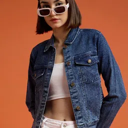 SASSAFRAS Women Washed Denim Jacket with Embroidered-image-94