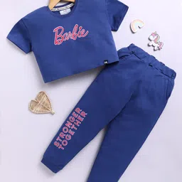 YK X Minute Mirth Girls Barbie Printed Pure Cotton T-shirt With Joggers-image-31