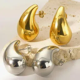 V FASHION JEWELLERY Set of 2 Gold Plated Contemporary Shaped Studs Earrings-47