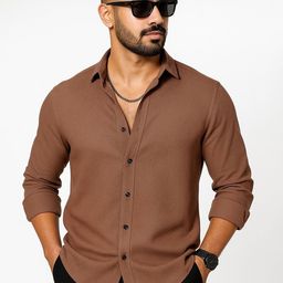 KHUSHI CREATION Textured Original Spread Collar Slim Fit Casual Shirt-image-94