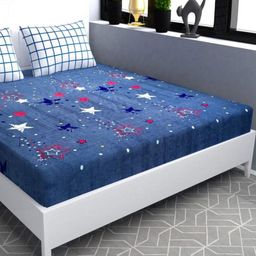 KIDS WONDERS Blue & Red Geometric Microfiber 300 TC Fitted King Bedsheet Set-2.74mx2.74m-image-66