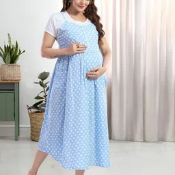 MomsBae Women Polka Dot Printed Pinafore Midi Dress-picture-23