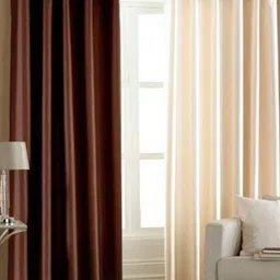 BELLA TRUE Brown & Cream 2 Pieces Ripple Fold Door Curtains-image-64