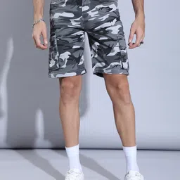 Hence Men Camouflage Printed Cargo Shorts-image-95