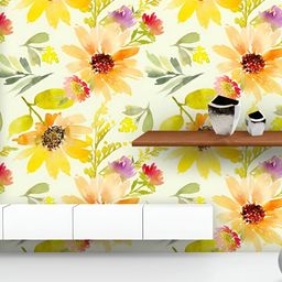 ArtzFolio Printed UV-Resistant Anti-Bacterial Watercolor Sunflowers Peel & Stick Wallpaper-image-23