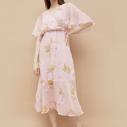 CODE by Lifestyle Floral Print Flared Sleeve A-Line Midi Dress-image-70