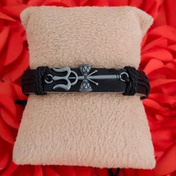 M Men Style Men Lord Shiva Mahadev Leather Wraparound Bracelet-image-69