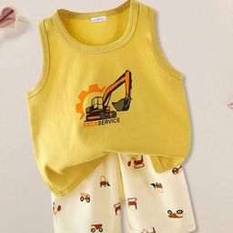 FOREVER FRIDAY Boys Printed Round Neck Sleeveless T-shirt with Shorts-image-41