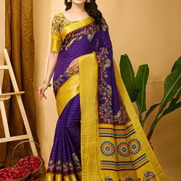 KALINI Checked Woven Design Saree-image-56