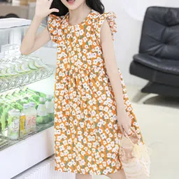 LULU & SKY Floral Print Flutter Sleeve A-Line Dress-image-60